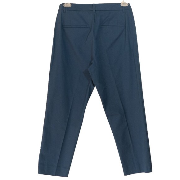 Ann Taylor Cotton Crop Pant Curvy Fit Blue Minimal Retro Office Ankle Trouser - Picture 2 of 9